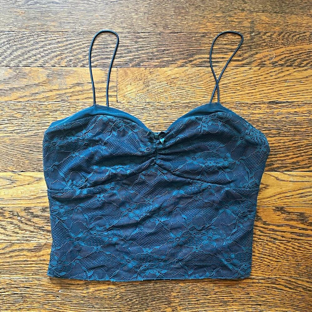 Wild Fable Women's Blue Lace Floral Lined Stretch Camisole Tank Top Size S